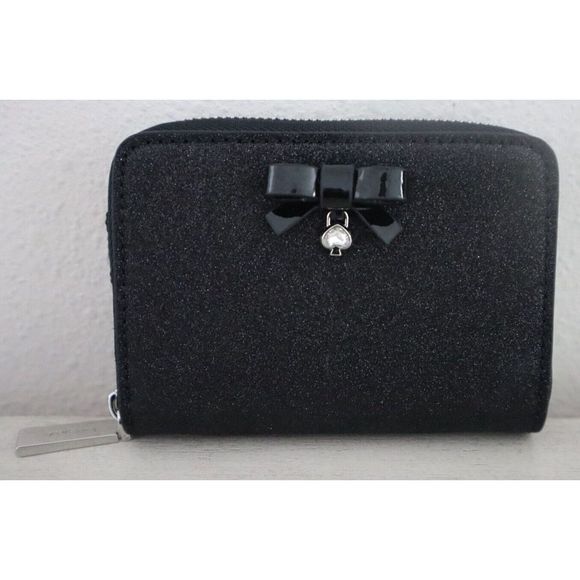 Kate Spade K4757 001 Small Black Glitter Wrapping Party Zip Around Wallet $159 - Picture 1 of 10